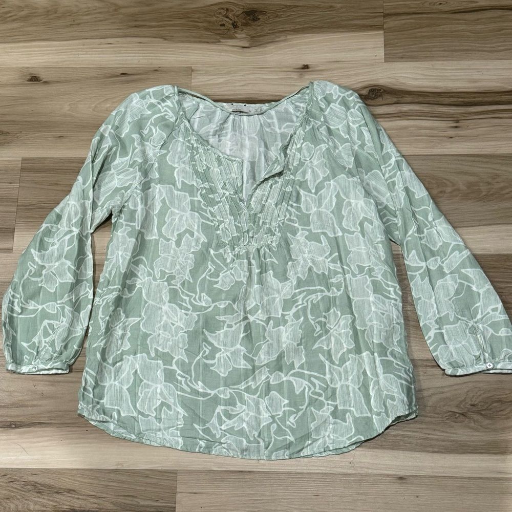 prAna Leonardo Green White Floral Top Women’s Medium - Picture 4 of 4
